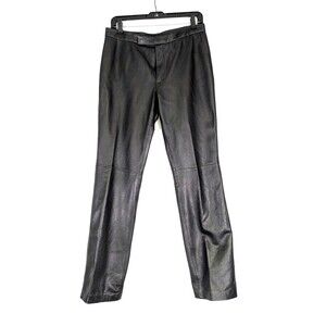 Womens Genuine Leather Pants Size 10 Lined Straight Leg by for Joseph Leather